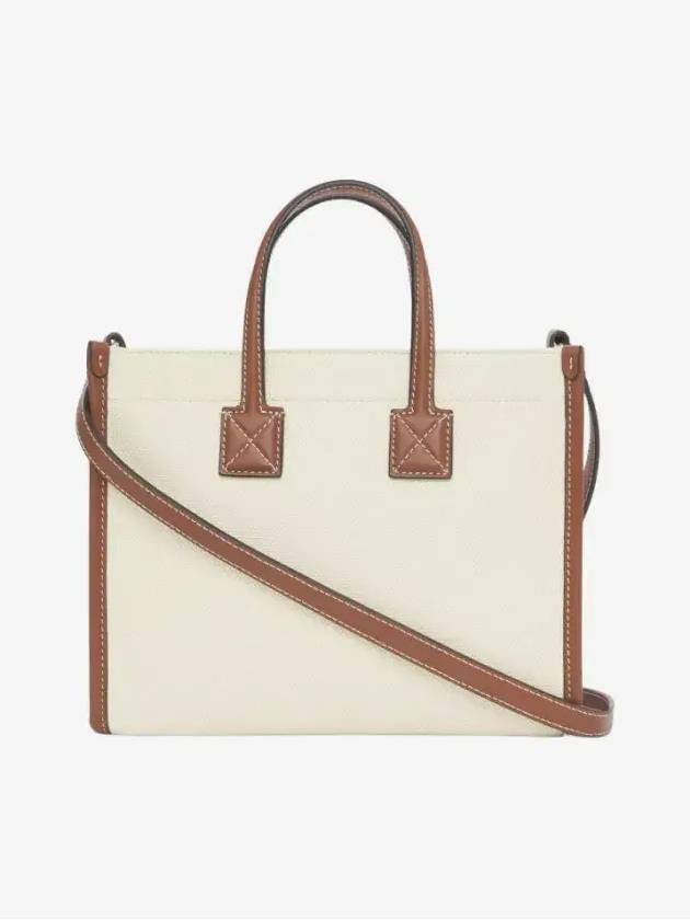 Mini Two-Tone Canvas and Leather Freya Tote Bag Natural Tan - BURBERRY - BALAAN 4