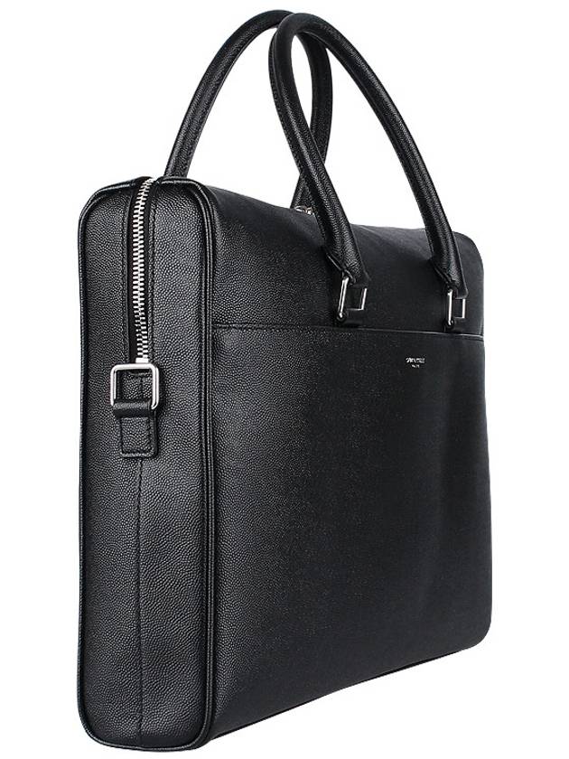 Logo Duffel Leather Brief Case Black - SAINT LAURENT - BALAAN 5