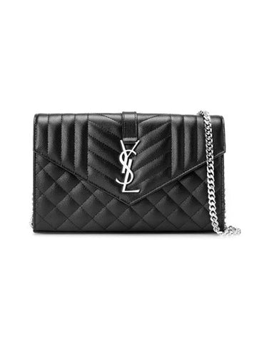 Matelasse Monogram Chain Cross Bag Black - SAINT LAURENT - BALAAN 1