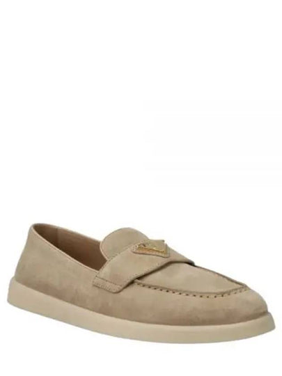 Triangle Logo Suede Leather Loafer Desert Beige - PRADA - BALAAN 2