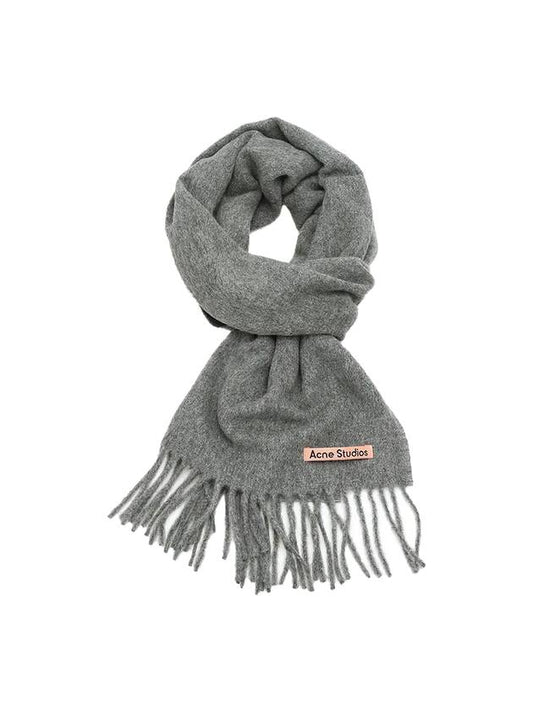 Wool Fringe Muffler Grey Melange - ACNE STUDIOS - BALAAN 1