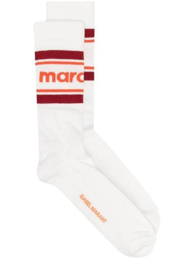 Dona Logo Print Socks White Orange - ISABEL MARANT - BALAAN 1