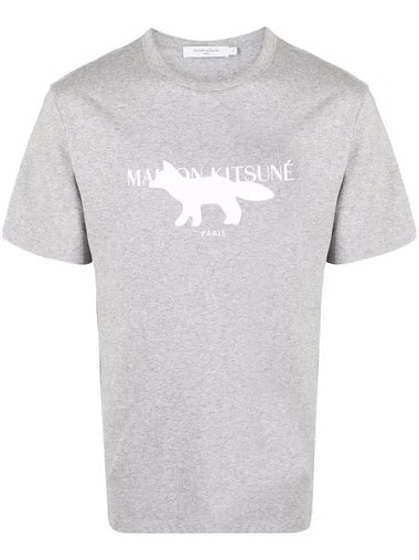 Fox Stamp Logo Classic Short Sleeve T-Shirt Grey - MAISON KITSUNE - BALAAN 1