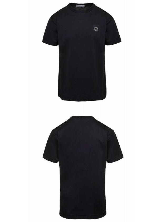 Slimfit Cotton Jersey Short Sleeve T-shirt Black - STONE ISLAND - BALAAN 5