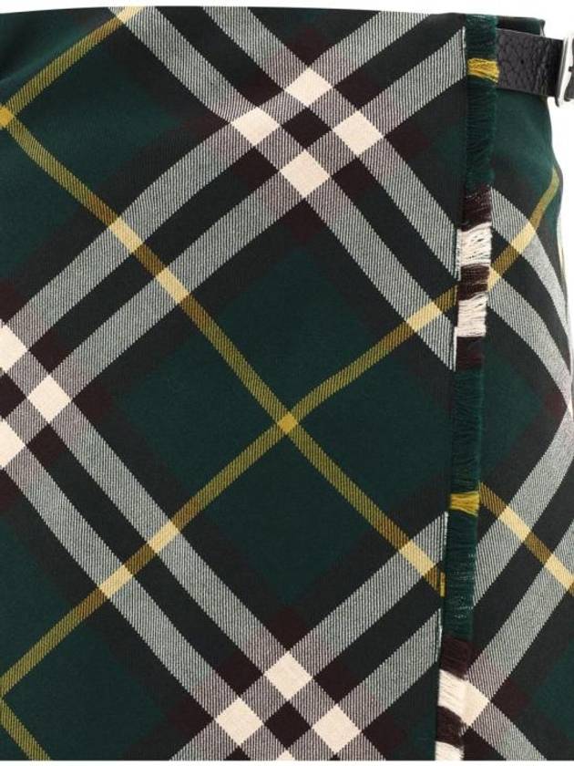 Check Pattern Wool A-Line Skirt Green - BURBERRY - BALAAN 4