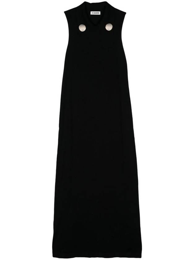 Jil Sander Long Black Dress In Fine Wool Knit - JIL SANDER - BALAAN 1