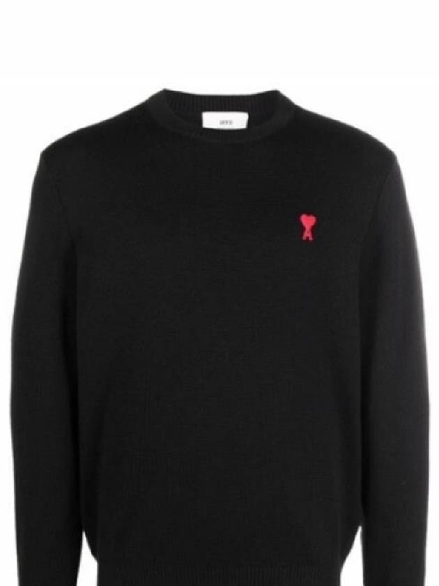 Heart Logo Patch Knit Top Black - AMI - BALAAN 2