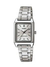 Square Plated Metal Analog Watch Silver - CASIO - BALAAN 1