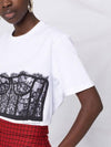 Lace Corset Print Short Sleeves T-Shirt White - ALEXANDER MCQUEEN - BALAAN 4