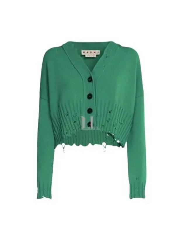 Cotton Crop Cardigan Green - MARNI - BALAAN 2