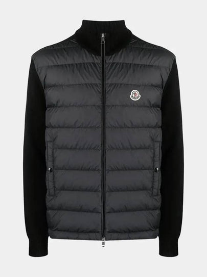 Padded Cotton Zip-Up Cardigan Black - MONCLER - BALAAN 2