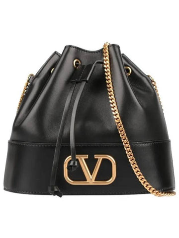 VLogo Chain Bucket Bag Black - VALENTINO - BALAAN 1