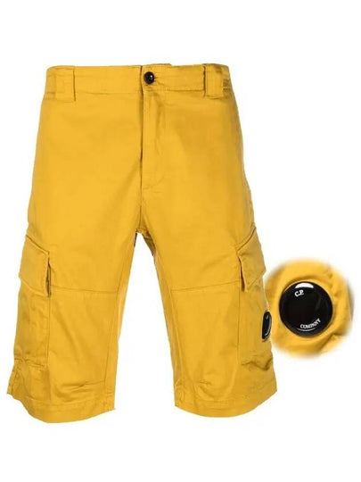 Lens Wappen Stretch Satin Cargo Shorts Yellow - CP COMPANY - BALAAN 2