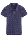 Slim Fit Cable Knit Polo Shirt Navy - POLO RALPH LAUREN - BALAAN 2