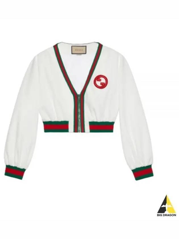 Cropped Web Jacket White - GUCCI - BALAAN 2