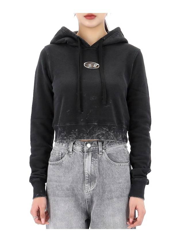 F Slimmy Hood P5 Metal Logo Faded Cut Out Hoodie Black - DIESEL - BALAAN 2