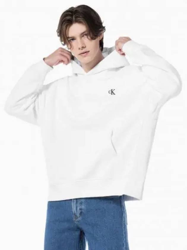 JEANS Men s White Archive Relaxed Fit CK Small Logo Brushed Hoodie 40HM256 YAA - CALVIN KLEIN - BALAAN 1