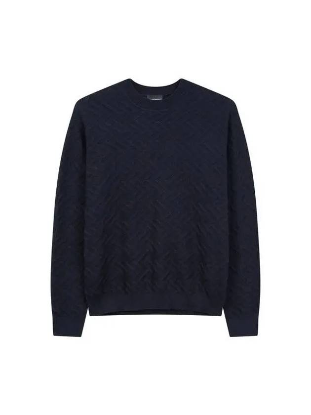 ARMANI Sukday Max Men s Zigzag Tissue Cotton Knit Navy - EMPORIO ARMANI - BALAAN 1