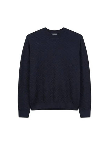 ARMANI Sukday Max Men s Zigzag Tissue Cotton Knit Navy - EMPORIO ARMANI - BALAAN 1