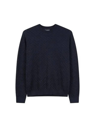 ARMANI Sukday Max Men s Zigzag Tissue Cotton Knit Navy - EMPORIO ARMANI - BALAAN 1