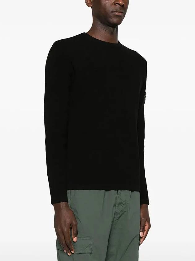 Wappen Patch Crew Neck Knit Top Black - STONE ISLAND - BALAAN 5