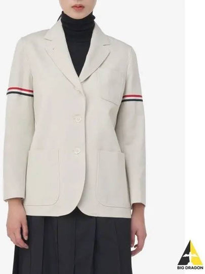 Women's RWB Tab Crop Sleeve Blazer Jacket Natural White - THOM BROWNE - BALAAN 2