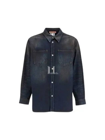 Oversized Denim Long Sleeve Shirt Dark Blue - ACNE STUDIOS - BALAAN 2