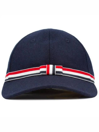 Bow Grosgrain Wool Flannel Ball Cap Navy - THOM BROWNE - BALAAN 2