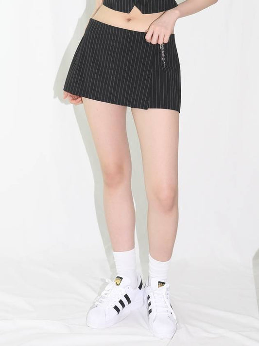 Pinstripe Skirt with Shorts BLACK - CLUT STUDIO - BALAAN 2