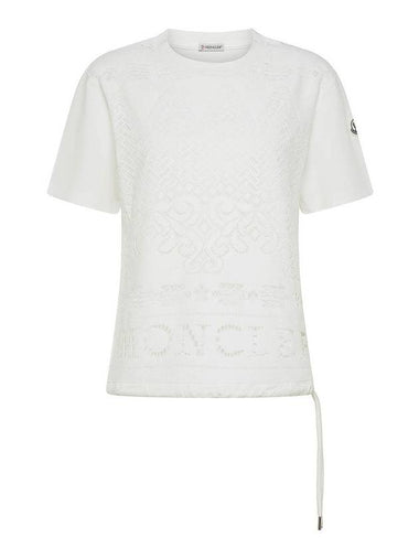 Lace Cotton Short Sleeve T-shirt White - MONCLER - BALAAN 1