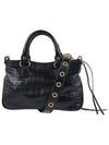 Neo Cagole Small Crocodile Embossed Leather Tote Bag Black - BALENCIAGA - BALAAN 3