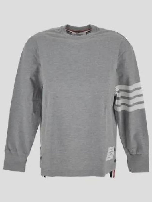 Engineered 4 Bar Medium Weight Jersey Oversized Long Sleeved T-Shirt Light Grey - THOM BROWNE - BALAAN 2