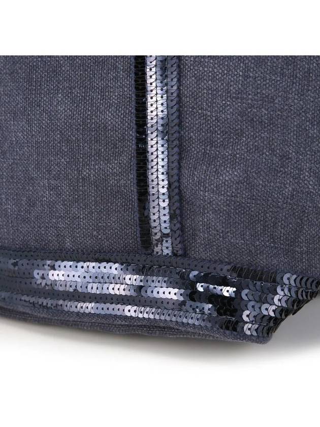 Cabas Linen Sequined Medium Tote Bag Navy - VANESSA BRUNO - BALAAN 4