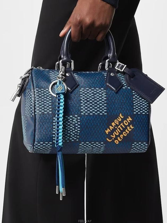 Damier Play Key Holder Bag Charm Blue - LOUIS VUITTON - BALAAN 2