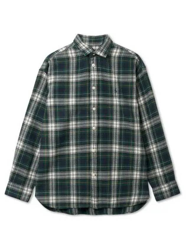 30 reward points W relaxed fit plaid cotton shirt navy 410 - POLO RALPH LAUREN - BALAAN 1