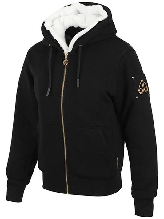 Madison Bunny Logo Gold Hardware Hooded Zip Up Black - MOOSE KNUCKLES - BALAAN 2