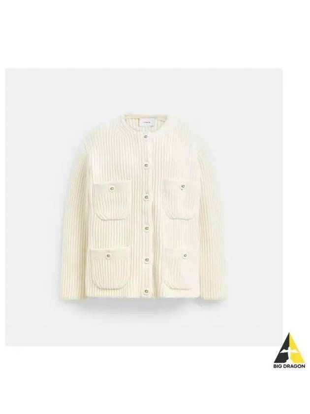 Oversized Pocket Cardigan CX127 CRM - COACH - BALAAN 2