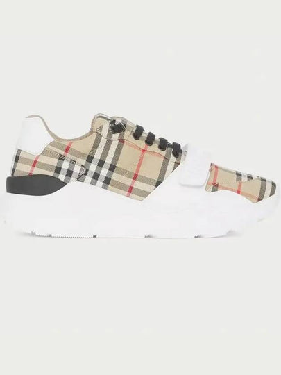 Vintage Check And Leather Sneakers White Archive Beige - BURBERRY - BALAAN 2