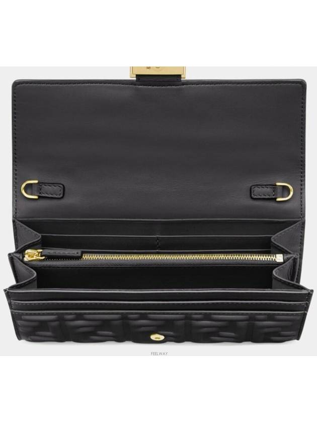 Baguette Continental Chain Leather Long Wallet Black - FENDI - BALAAN 5