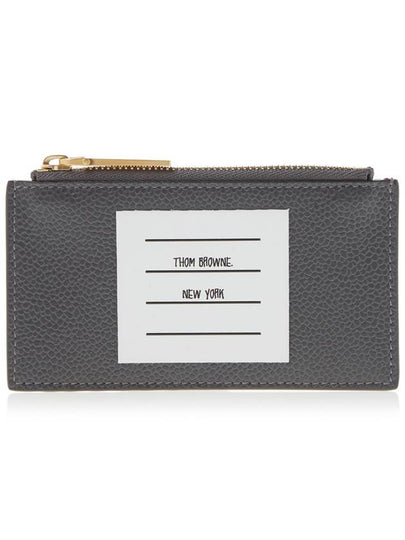 Paper Label Zipper Card Wallet Grey - THOM BROWNE - BALAAN 2