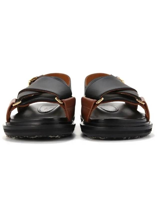 Fussbett Leather Sandals Black Brown - MARNI - BALAAN 4