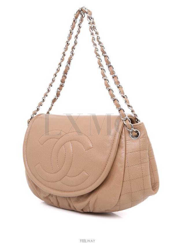 Caviar Half Moon Chain Shoulder Bag Dark Beige CC Logo A50987 - CHANEL - BALAAN 2