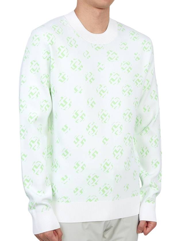 Men's Golf Gus Jacquard Crew Neck Sweatshirt White - J.LINDEBERG - BALAAN 4