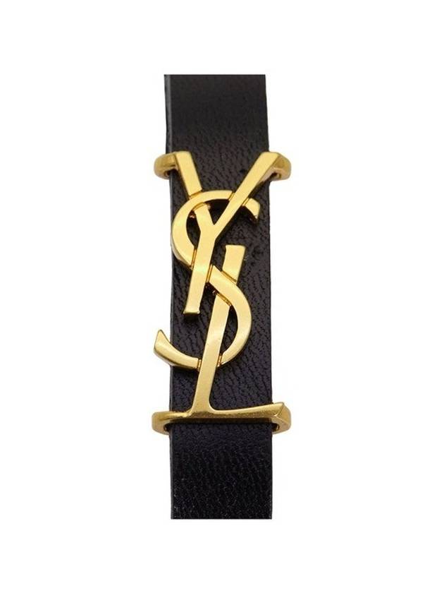 Leather Gold Opium Bracelet Black - SAINT LAURENT - BALAAN 7