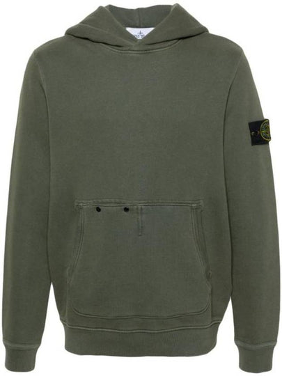 Old Effect Cotton Diagonal Fleece Hoodie Green - STONE ISLAND - BALAAN 2