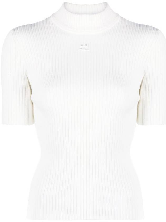 Women's Logo Mock Neck Knit Top White - COURREGES - BALAAN 2