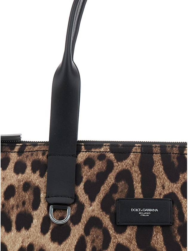 'Adamo' Brown Shopper With All-Over Leopard Print In Tech Fabric Man - DOLCE&GABBANA - BALAAN 3