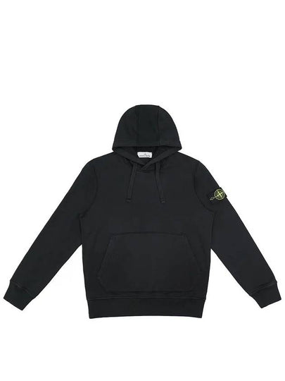 6100045 Organic Cotton Fleece Drawstring Hoodie Black - STONE ISLAND - BALAAN 2