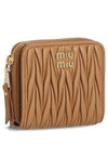 Matelasse Logo Zip Around Half Wallet Brown - MIU MIU - BALAAN 2