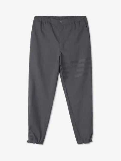 Plain Weave 4-Bar Elastic Waist Track Pants Dark Grey - THOM BROWNE - BALAAN 2